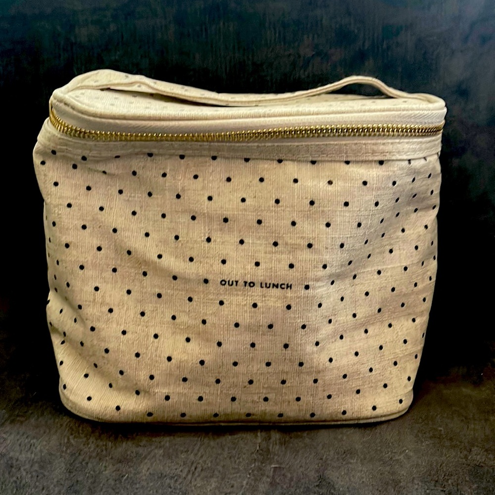 Kate Spade lunch tan with black dots.